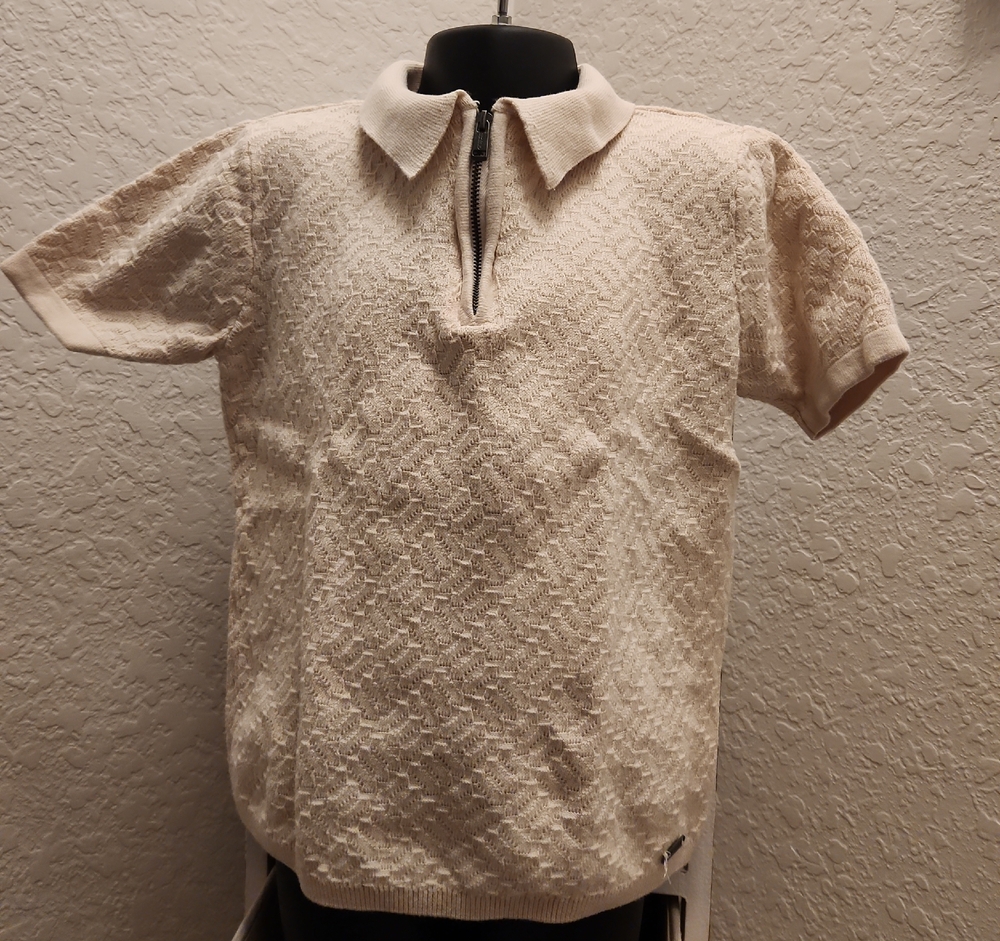 Guess Cream Polo Shirt Classic Short Sleeve Boys Sz 8